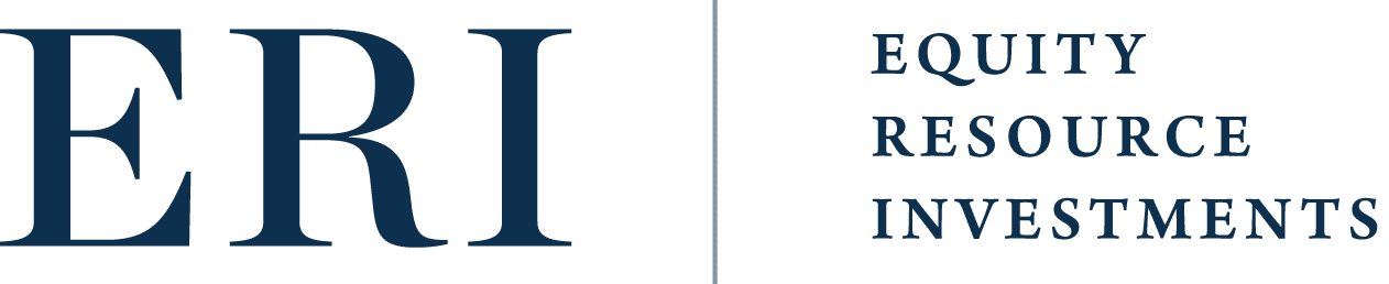 Equity Resource Investments logo with large "ERI" letters on the left and the full name stacked vertically on the right, reflecting a sense of stability and tech superpowers.